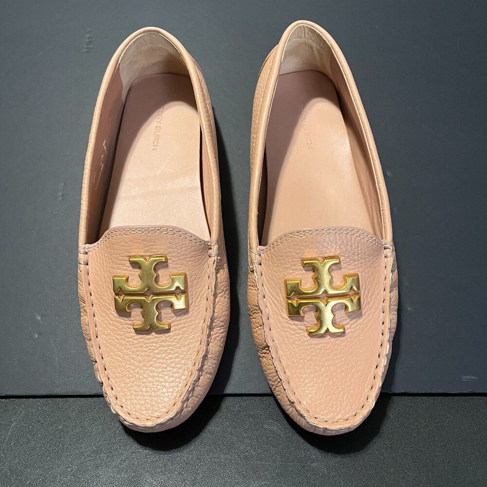 Tory Burch Pink Moon Everly Leather Driver Loafer EUC Size 9